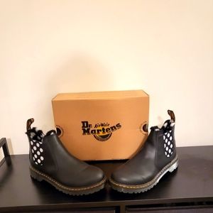 fur lined leonore black polka dot dr. Martens